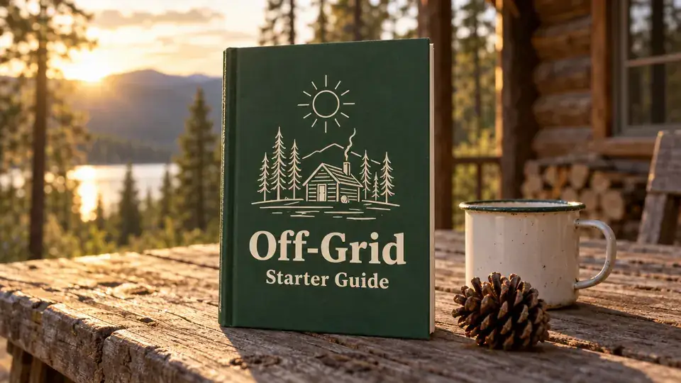 Off-Grid Starter Guide book cover in forest green